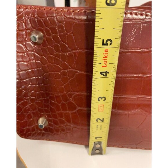 Miztique large shoulder crossbody carry-on bag tote oxblood crocodile embossed z - Picture 9 of 10